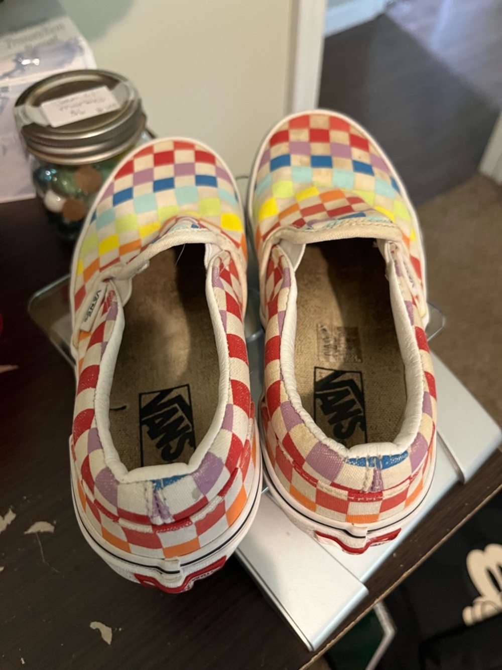 Vans Kids Checkerboard Slip-On Sneakers in Red, Blue, Yellow, Purple